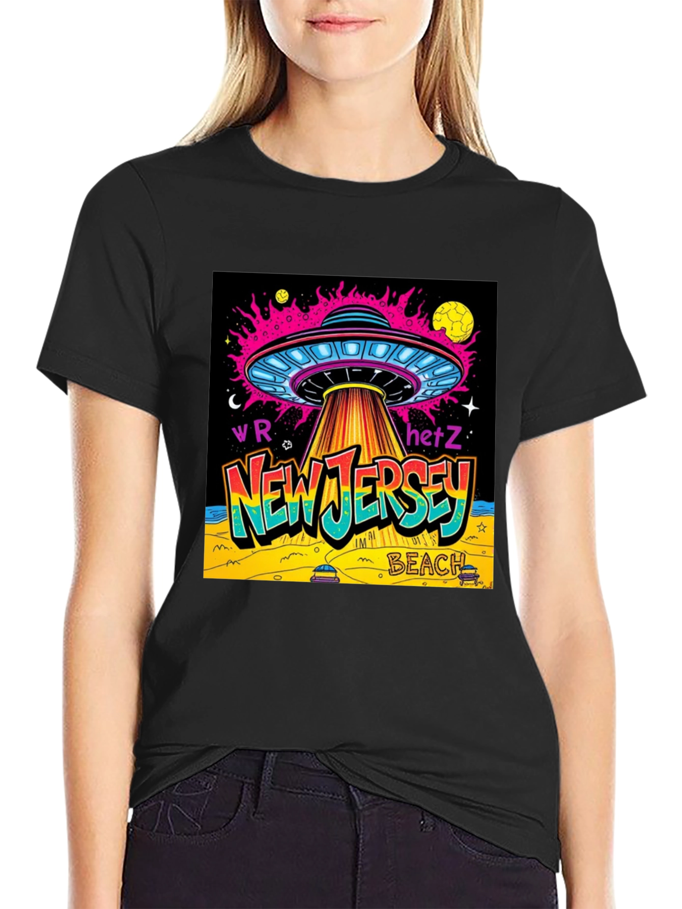 New Jersey Beach UFO Graphic T-Shirt