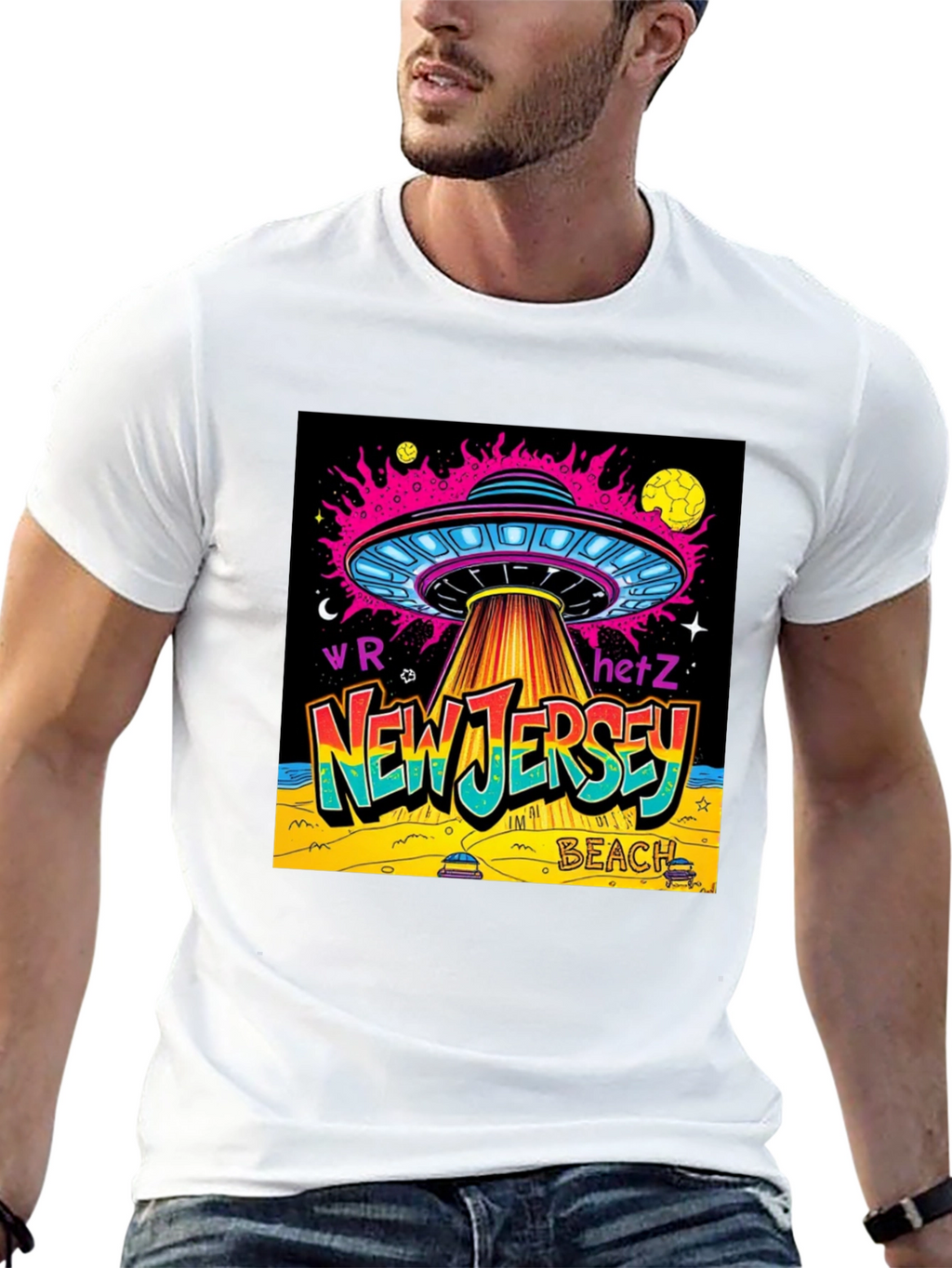 New Jersey Beach UFO Graphic T-Shirt