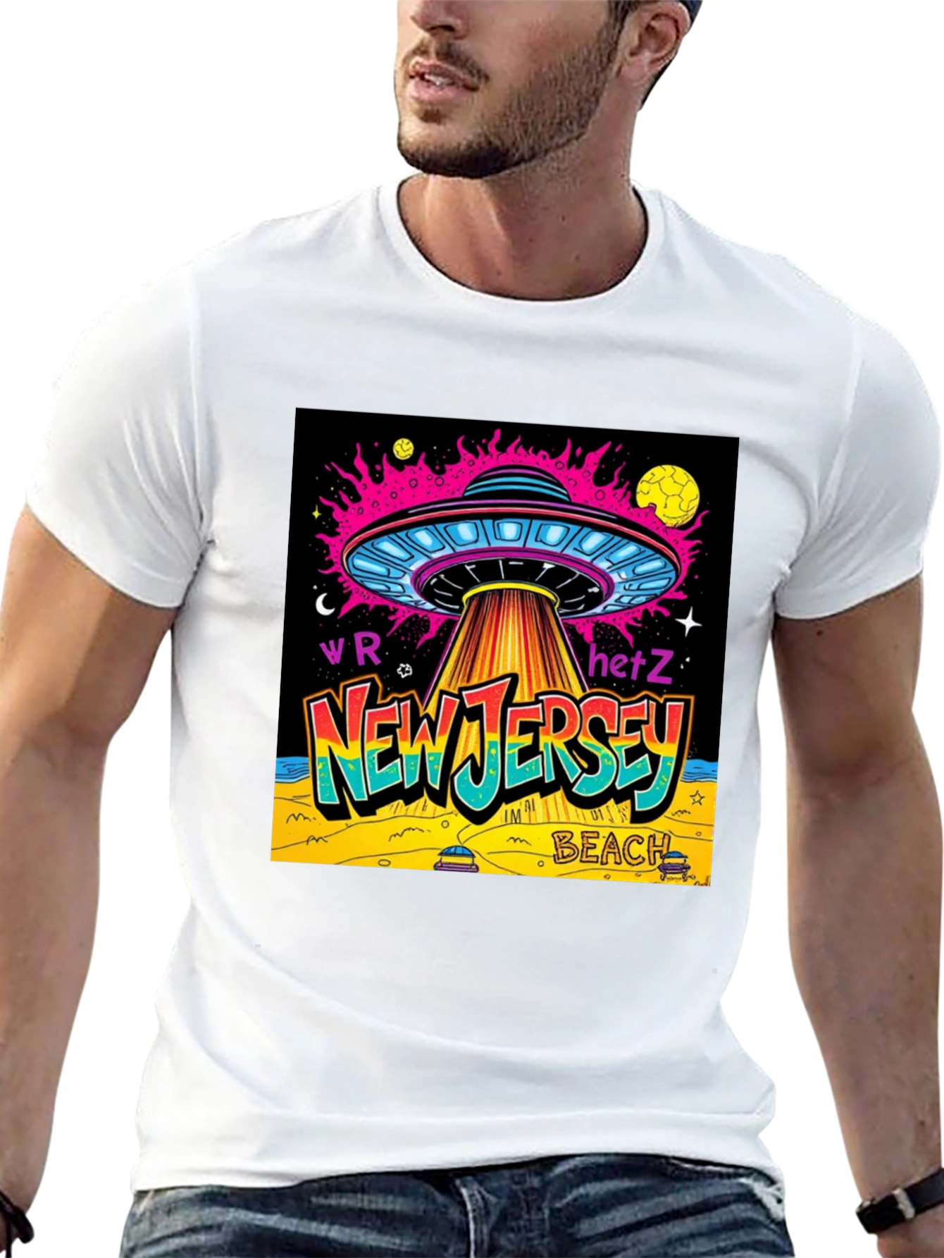 New Jersey Beach UFO Graphic T-Shirt