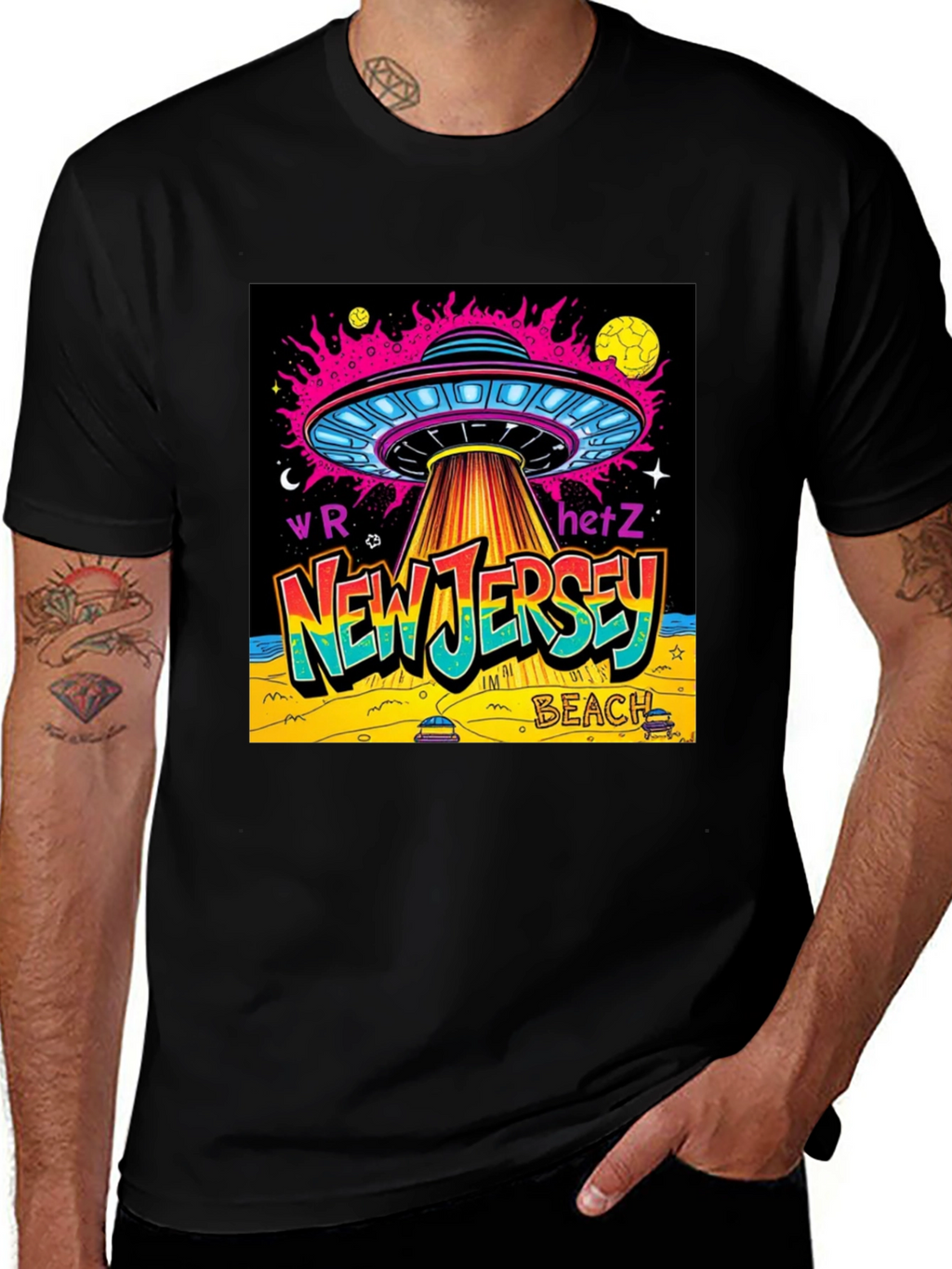 New Jersey Beach UFO Graphic T-Shirt
