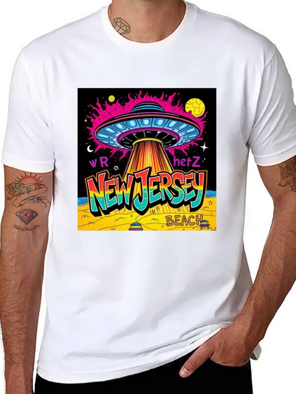 New Jersey Beach UFO Graphic T-Shirt