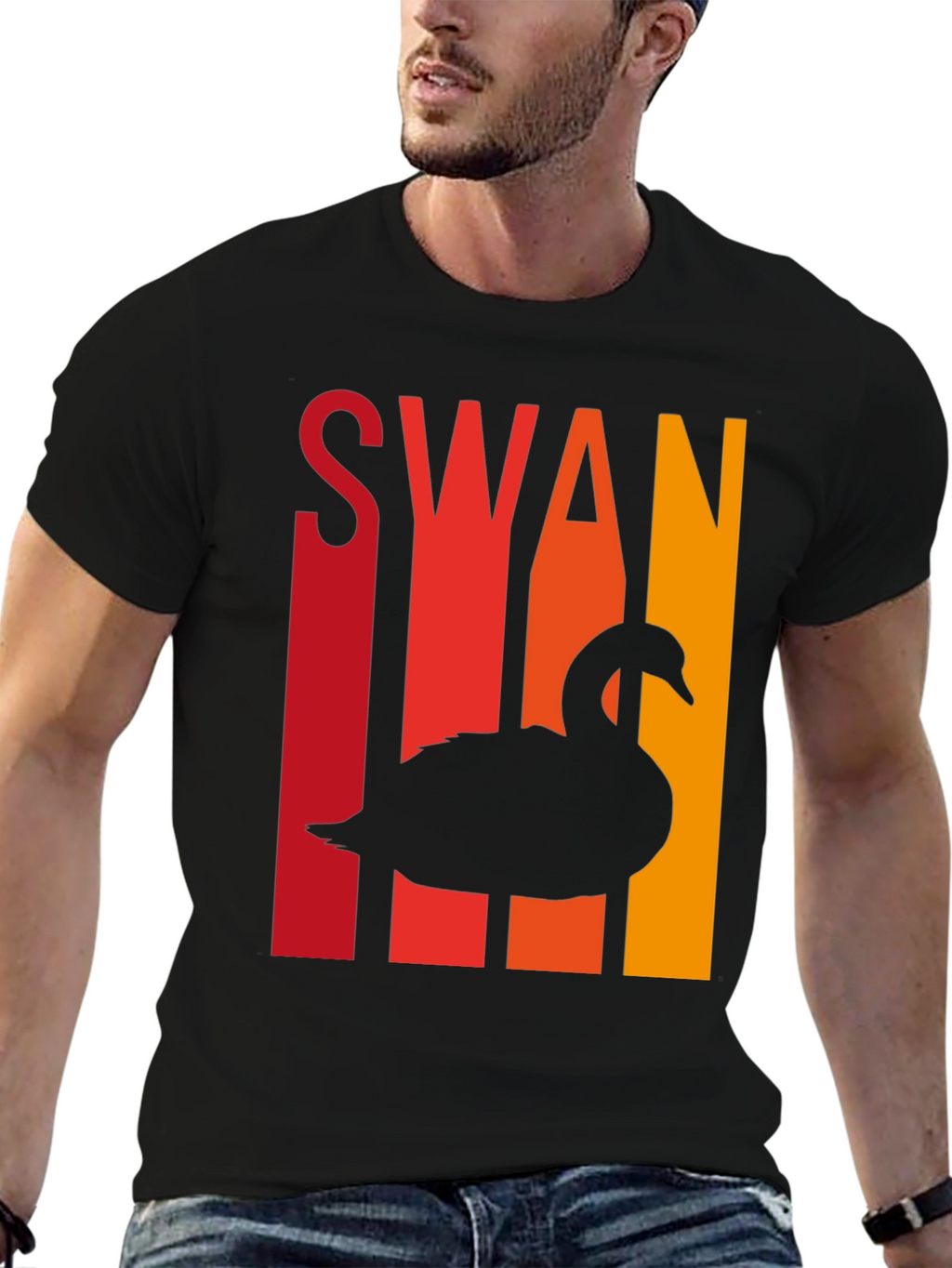 Retro Swan T-Shirt - Cool Bird Silhouette Tee