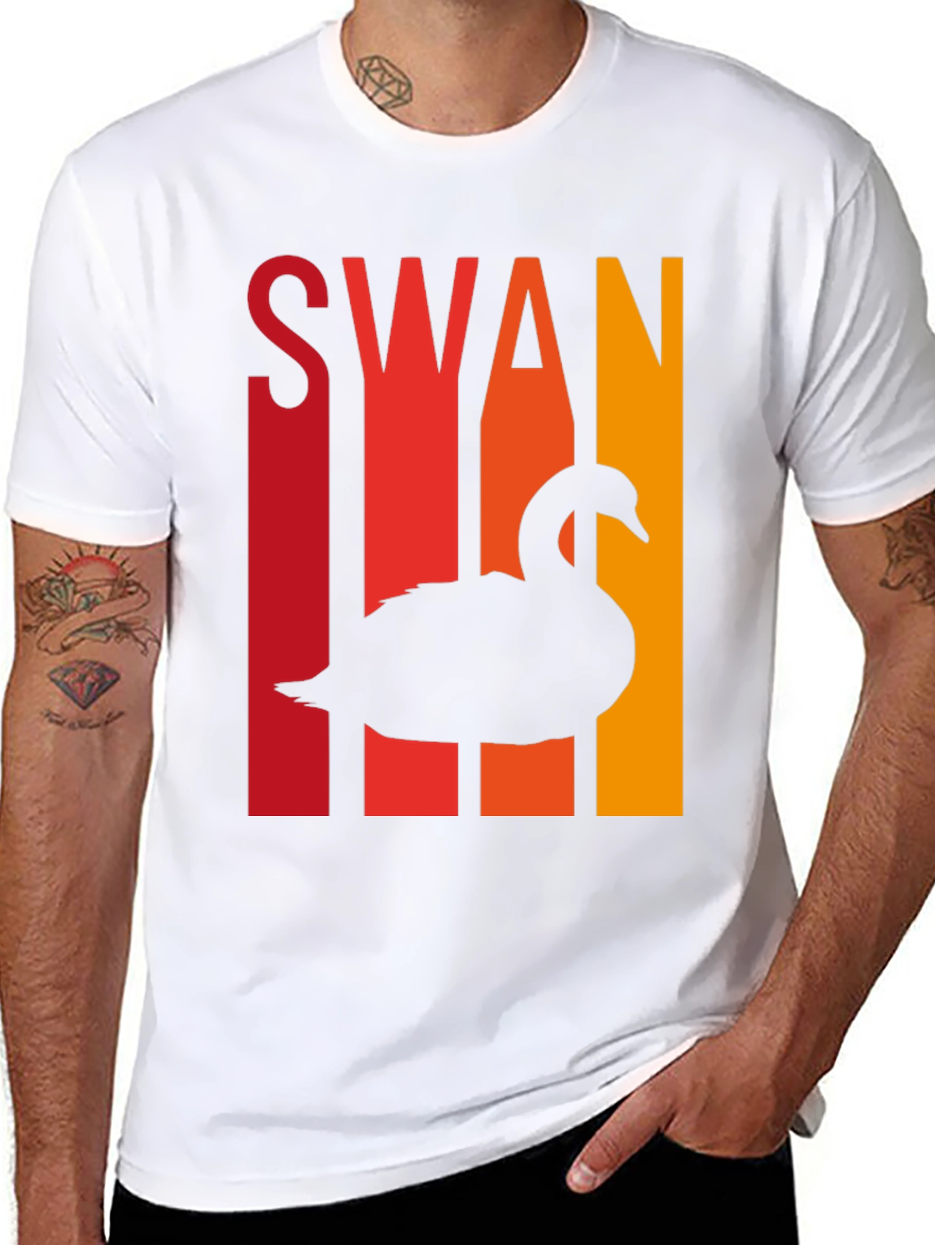 Retro Swan T-Shirt - Cool Bird Silhouette Tee