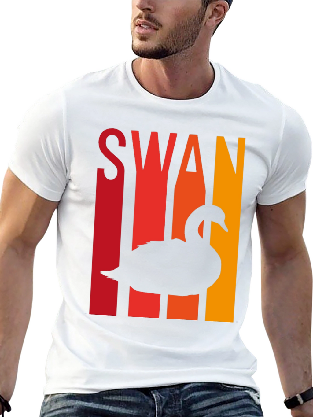Retro Swan T-Shirt - Cool Bird Silhouette Tee