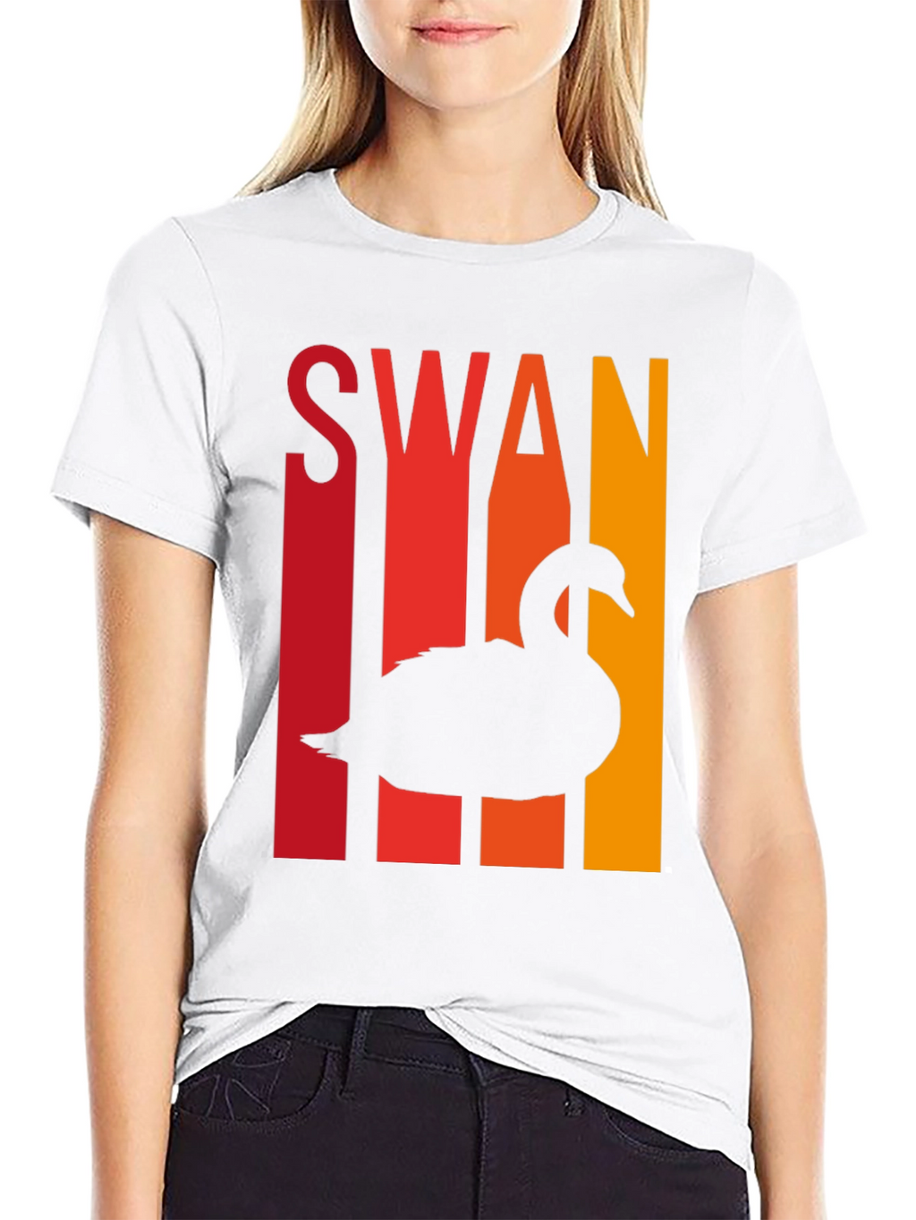 Retro Swan T-Shirt - Cool Bird Silhouette Tee