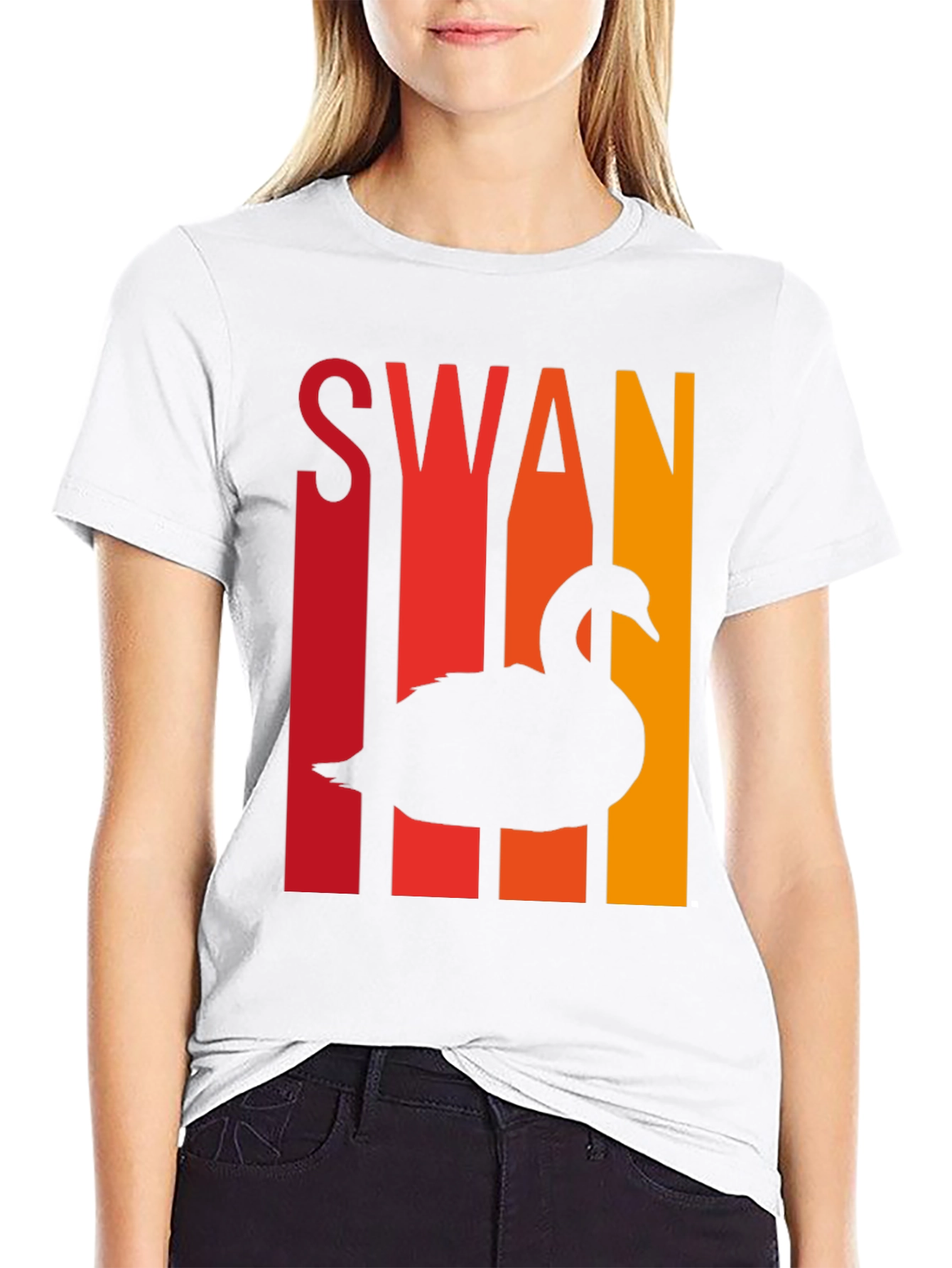 Retro Swan T-Shirt - Cool Bird Silhouette Tee