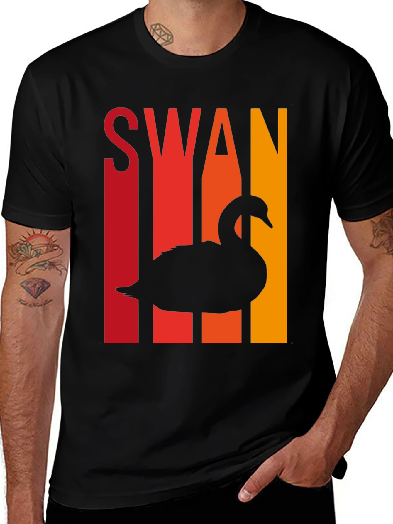 Retro Swan T-Shirt - Cool Bird Silhouette Tee