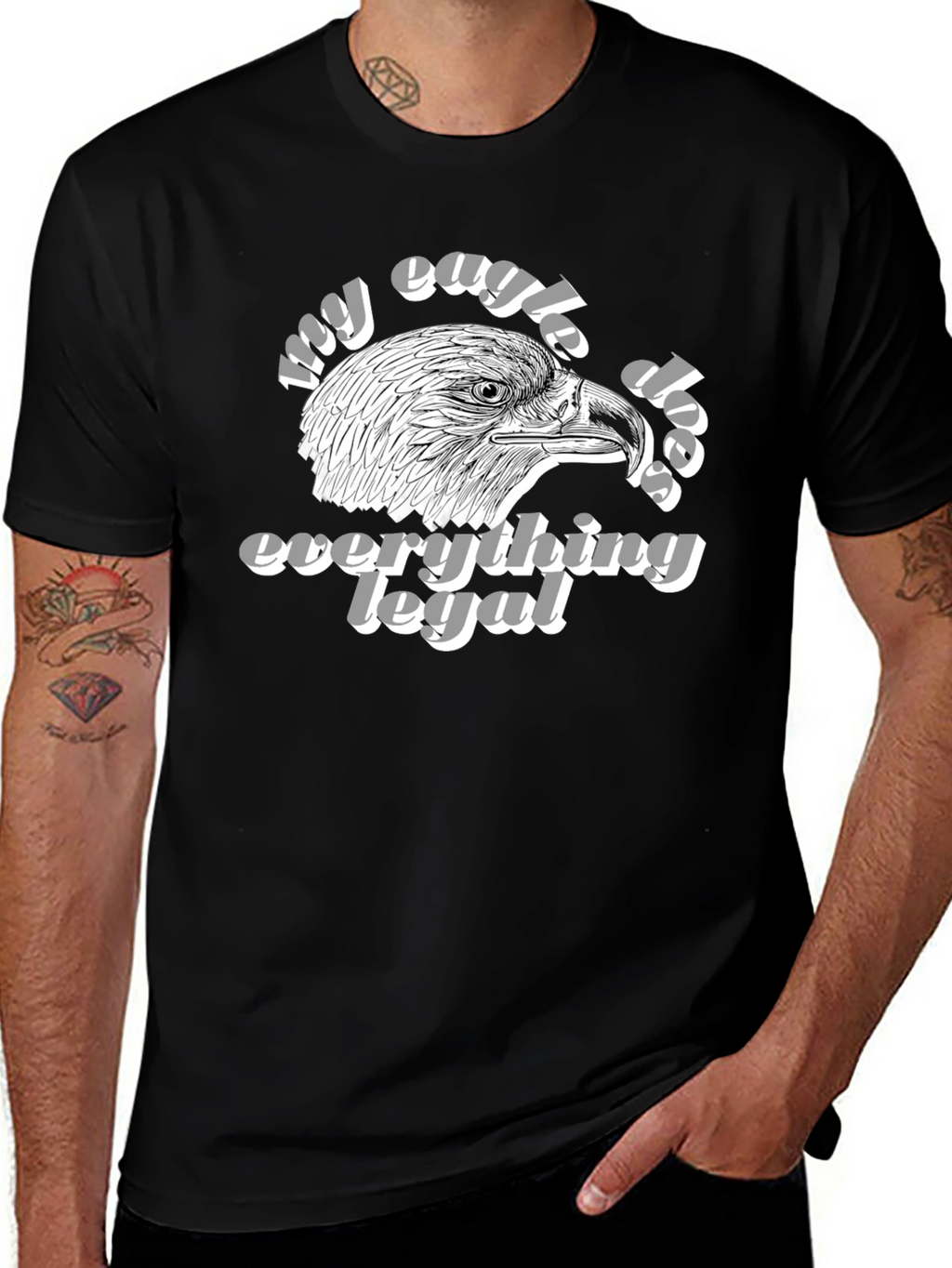 My Eagle Does Everything Legal Black T-Shirt