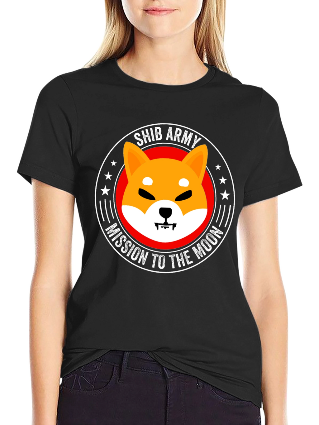 Shib Army Mission to the Moon Black T-Shirt
