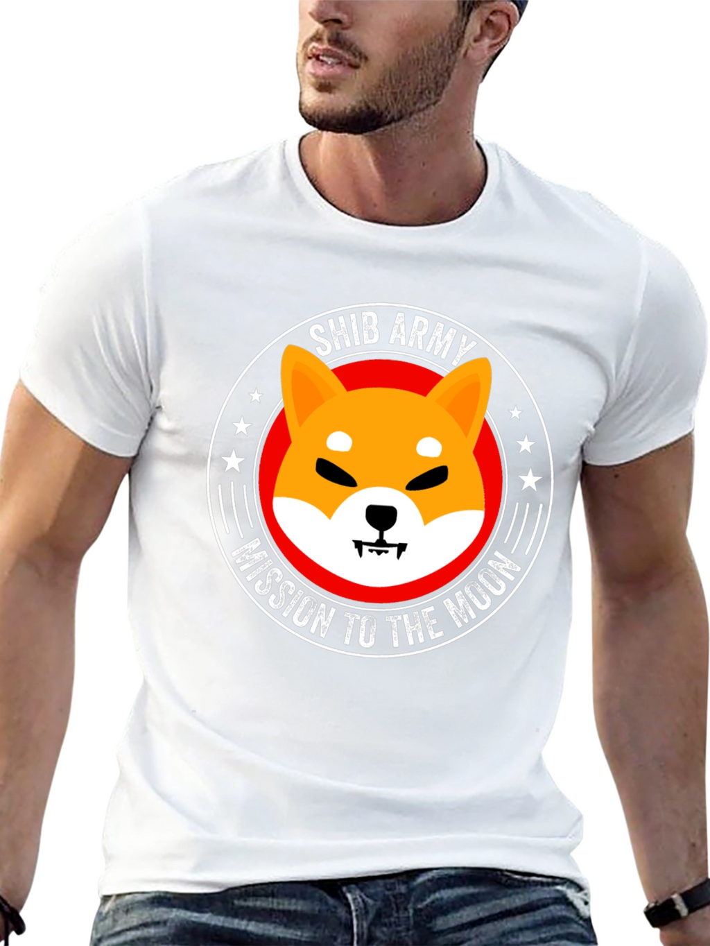 Shib Army Mission to the Moon Black T-Shirt