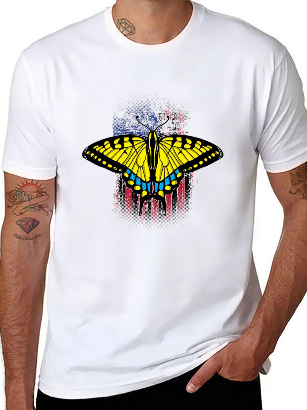 Butterfly American Flag Graphic T-Shirt