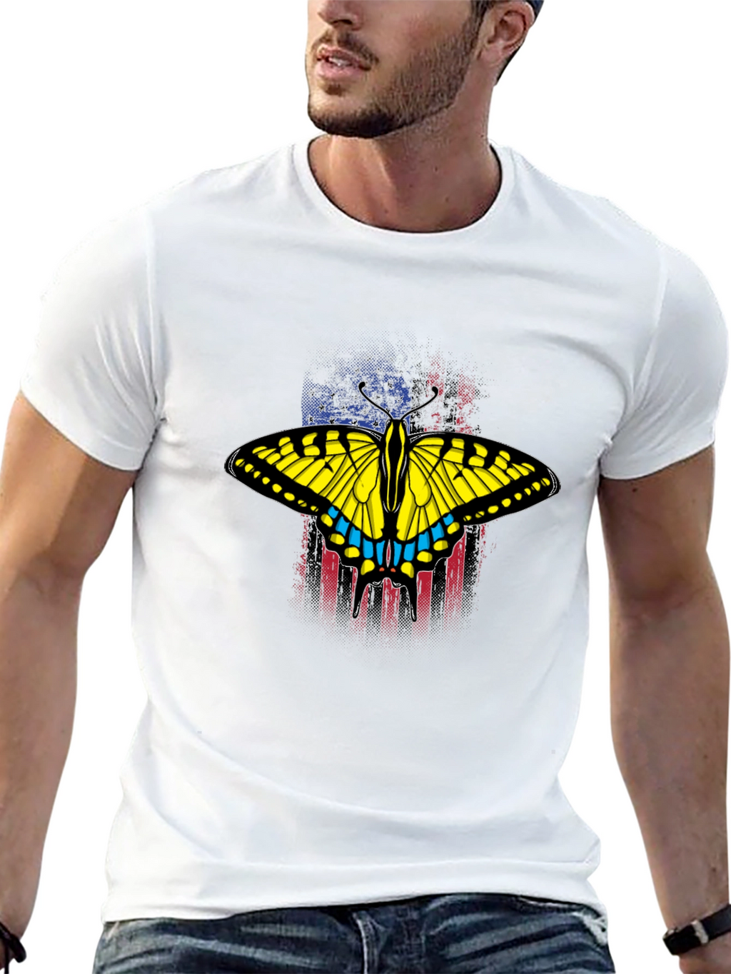 Butterfly American Flag Graphic T-Shirt