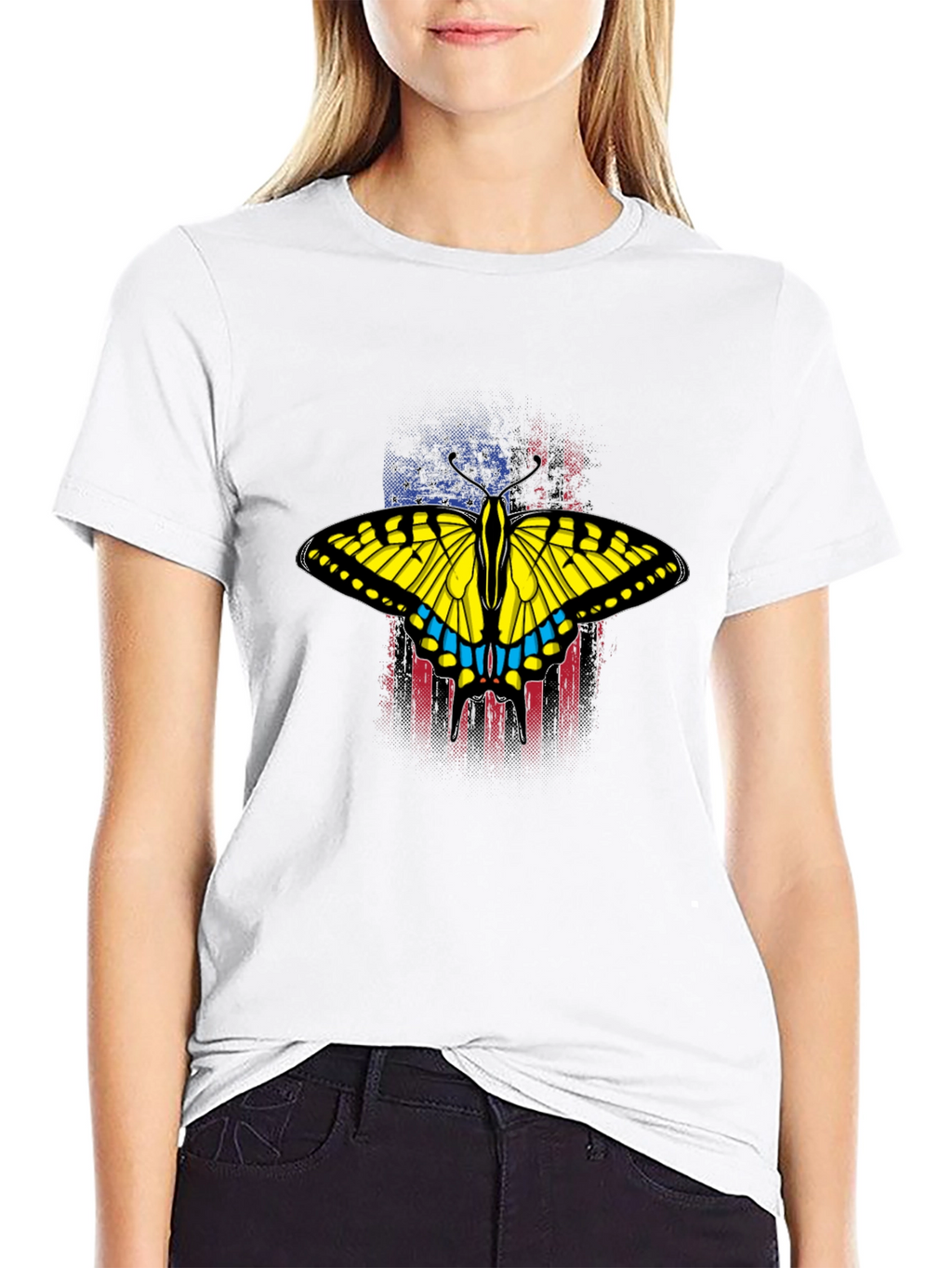 Butterfly American Flag Graphic T-Shirt