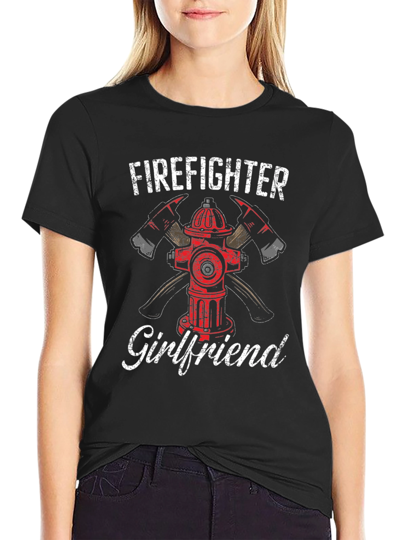 Firefighter Girlfriend T-Shirt - Axe Hydrant Design
