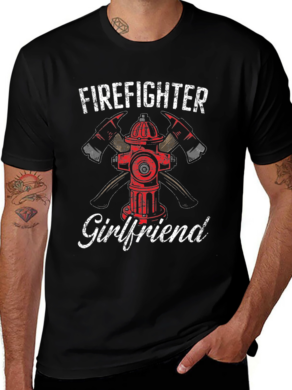 Firefighter Girlfriend T-Shirt - Axe Hydrant Design