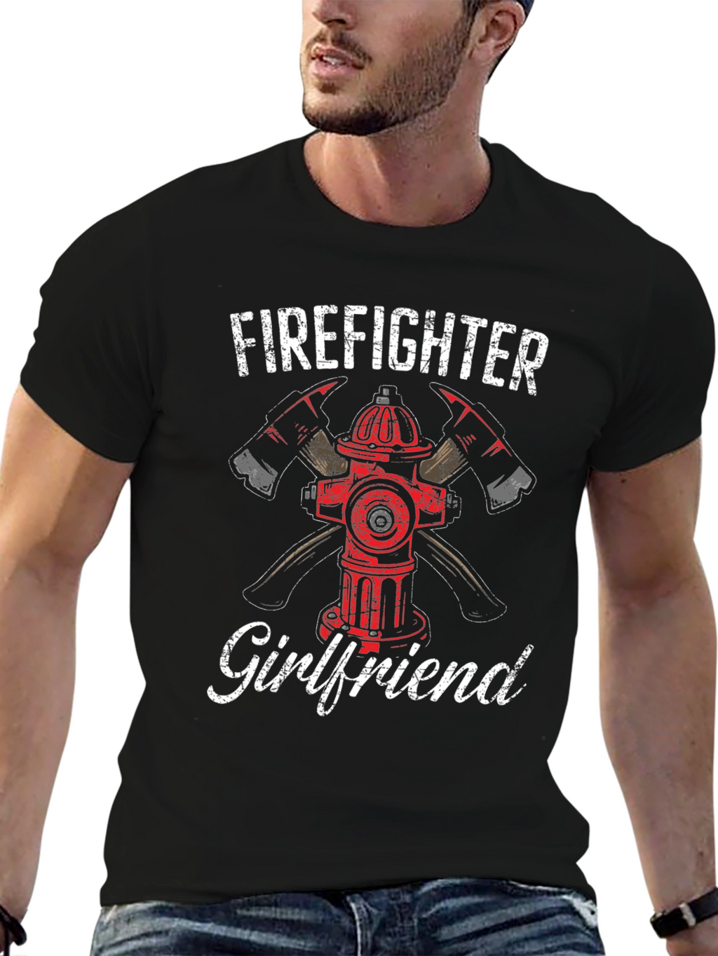 Firefighter Girlfriend T-Shirt - Axe Hydrant Design