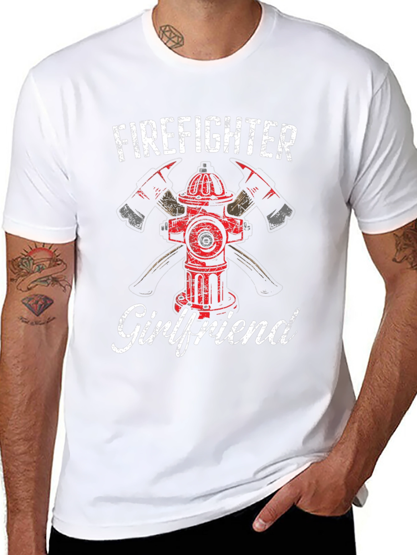 Firefighter Girlfriend T-Shirt - Axe Hydrant Design