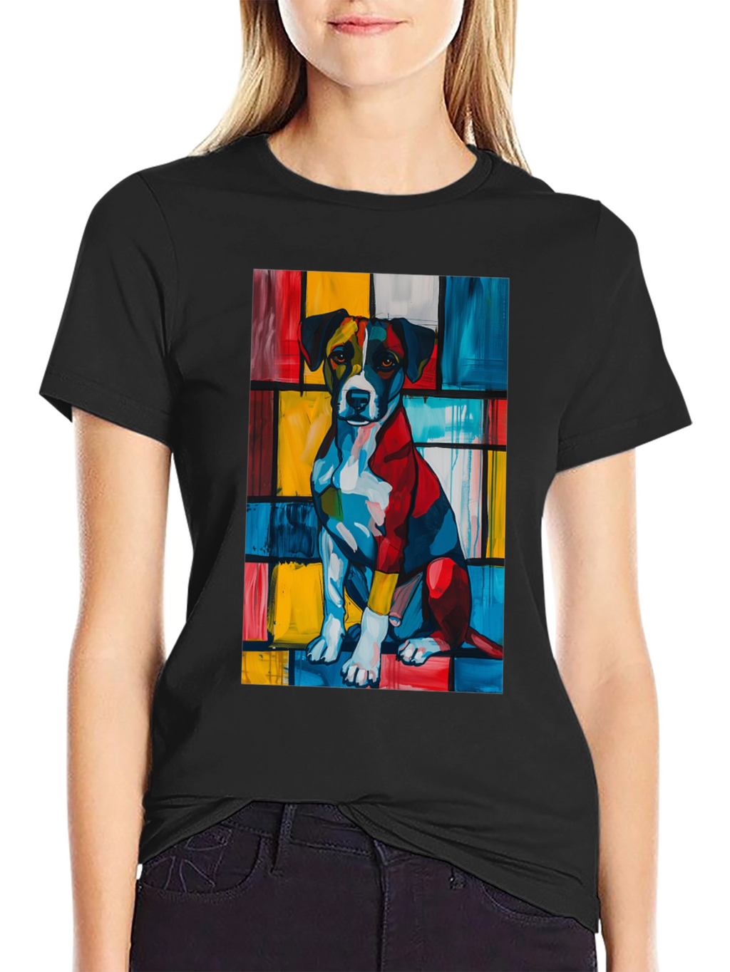 Abstract Dog Art Black T-Shirt