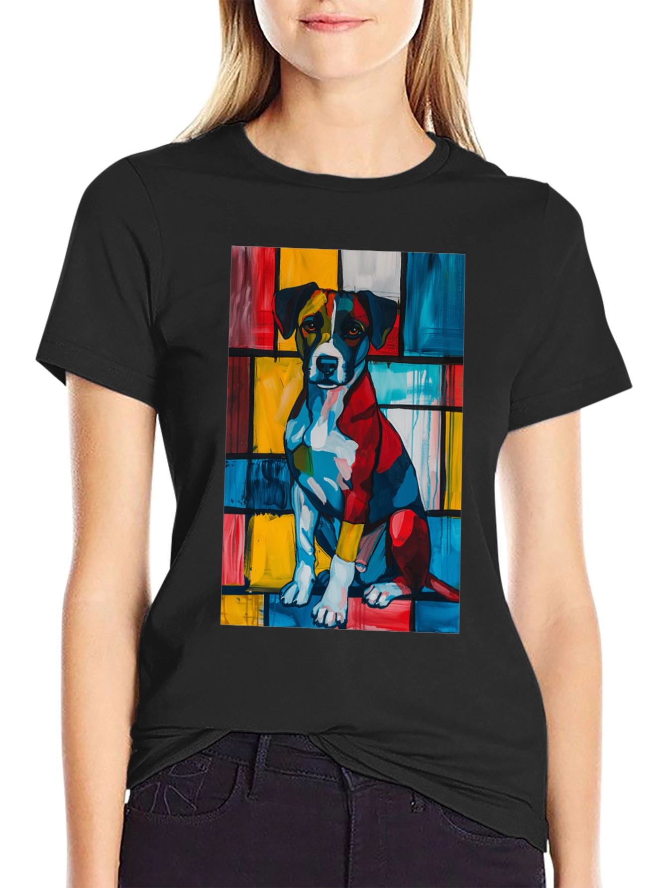 Abstract Dog Art Black T-Shirt
