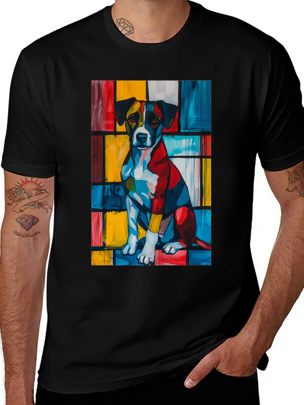 Abstract Dog Art Black T-Shirt