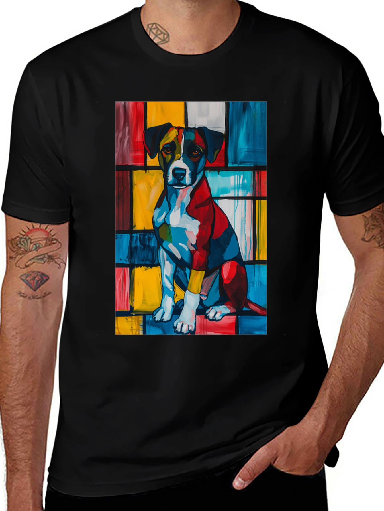 Abstract Dog Art Black T-Shirt