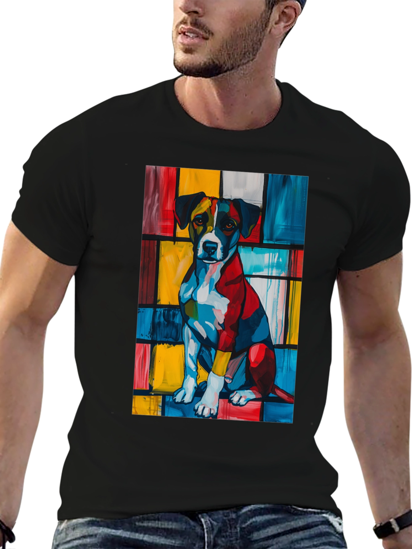Abstract Dog Art Black T-Shirt