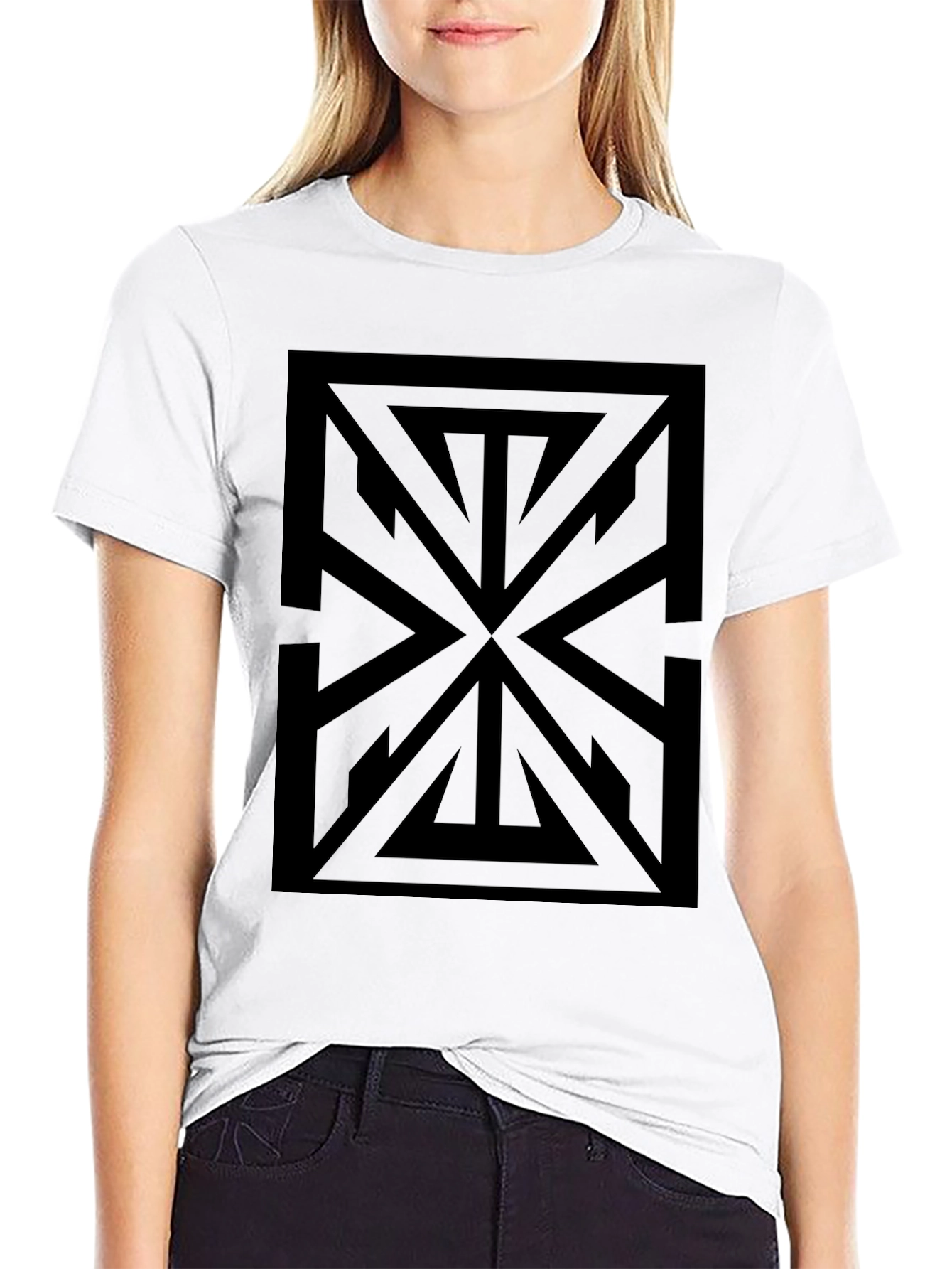 Geometric Black Graphic Tee - Modern Style