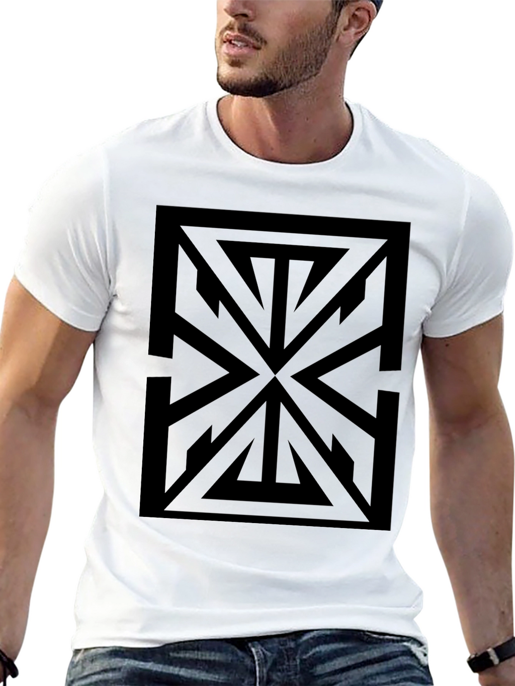 Geometric Black Graphic Tee - Modern Style