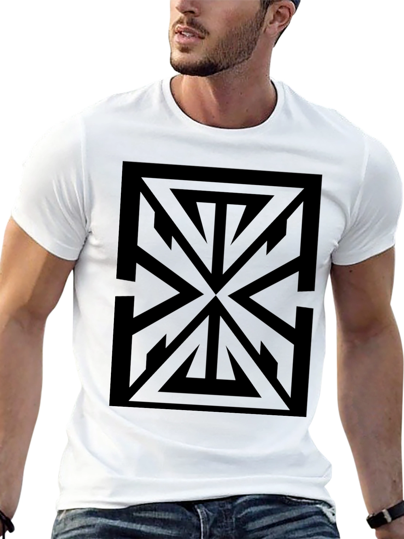 Geometric Black Graphic Tee - Modern Style