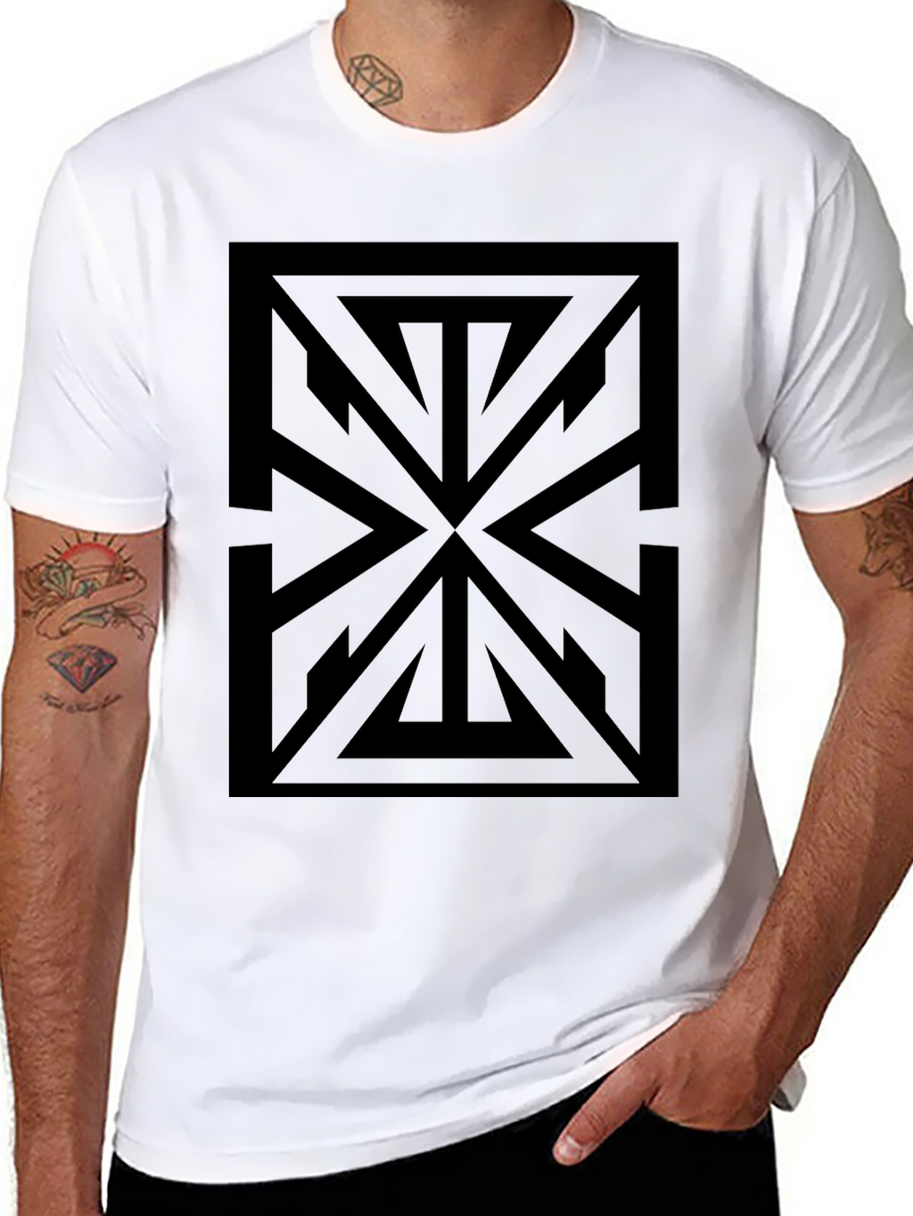Geometric Black Graphic Tee - Modern Style