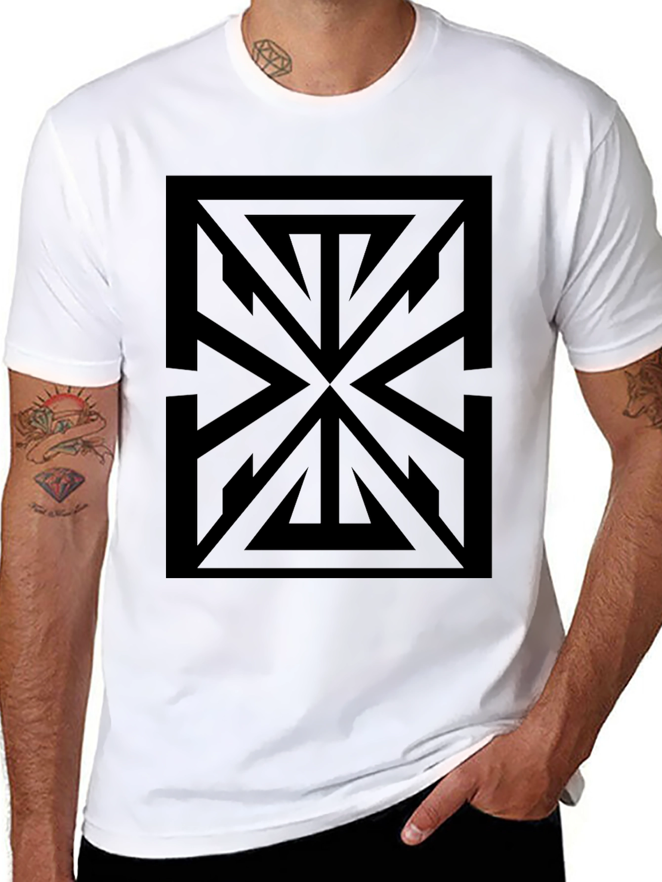 Geometric Black Graphic Tee - Modern Style