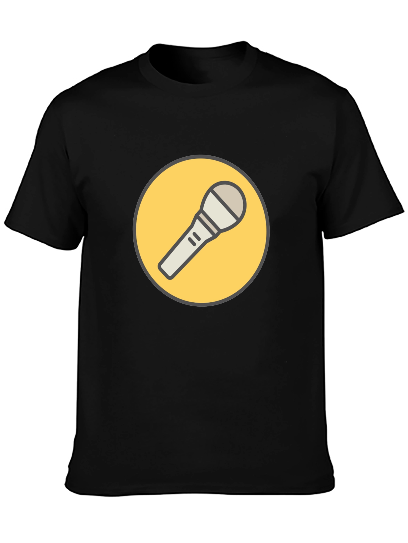 Black T-Shirt with Microphone Graphic
