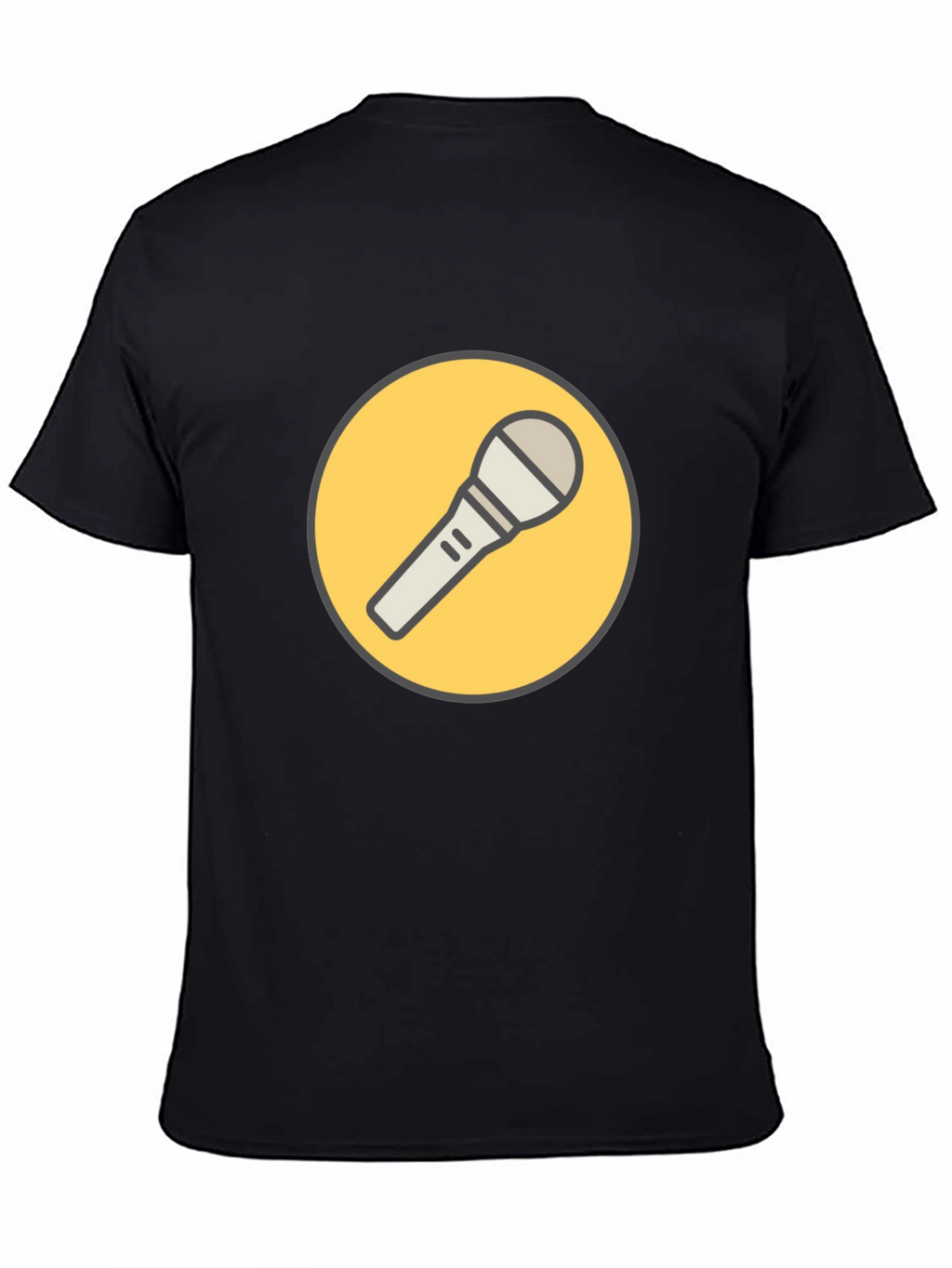 Black T-Shirt with Microphone Graphic