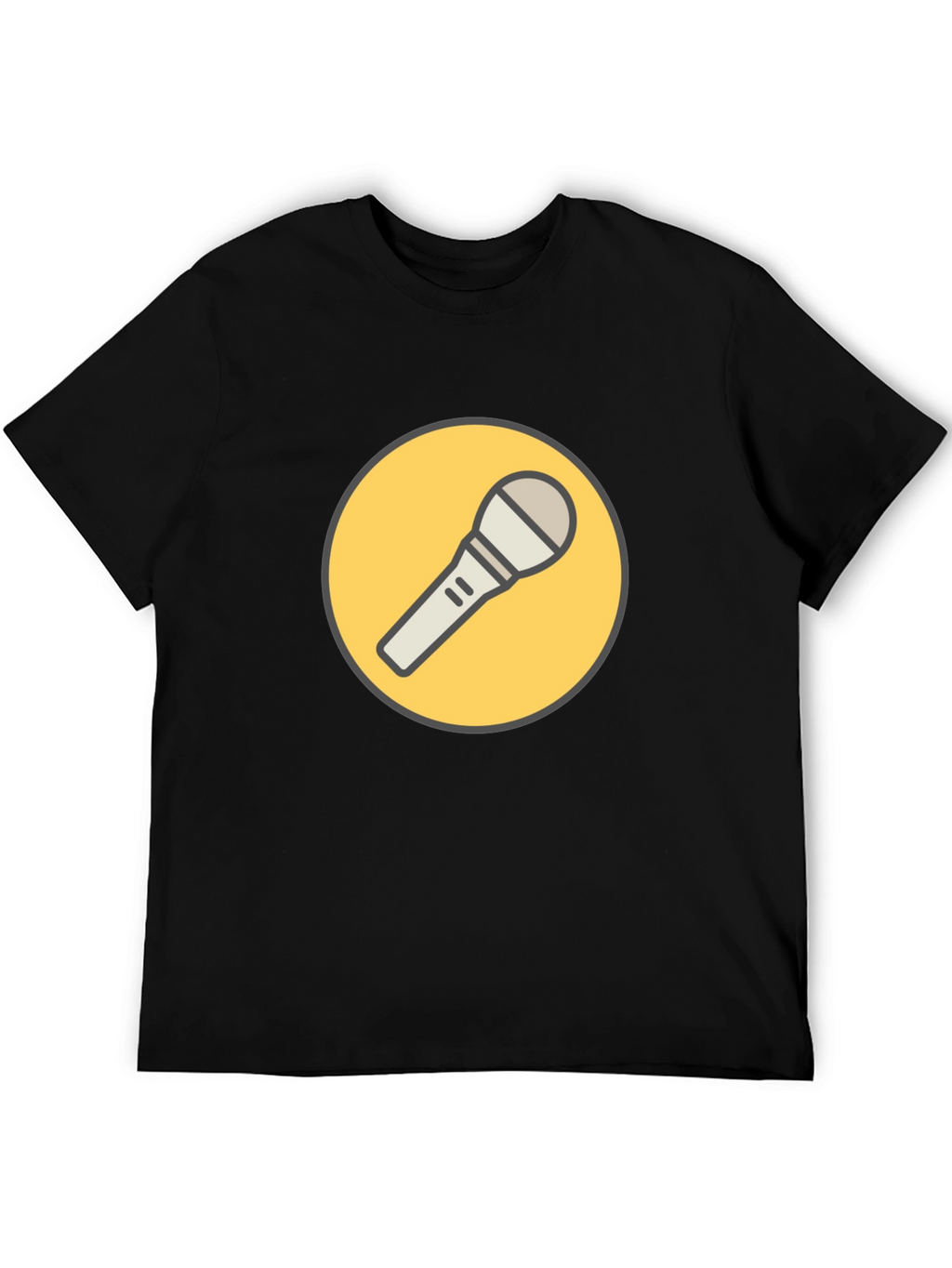 Black T-Shirt with Microphone Graphic