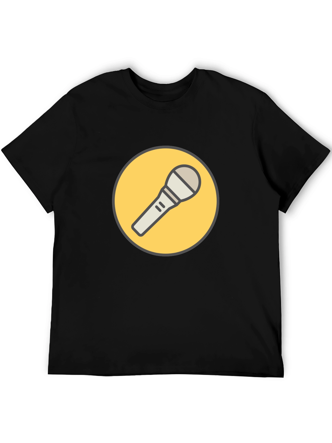 Black T-Shirt with Microphone Graphic