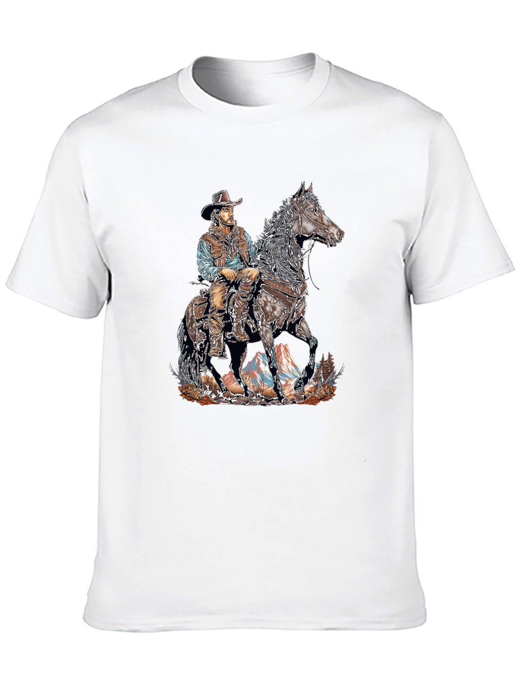 Cowboy on Horseback Graphic Tee - Western Style