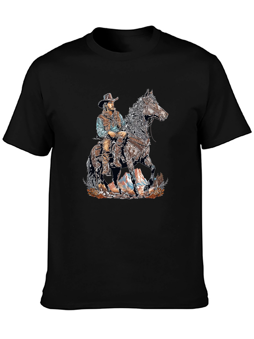 Cowboy on Horseback Graphic Tee - Western Style