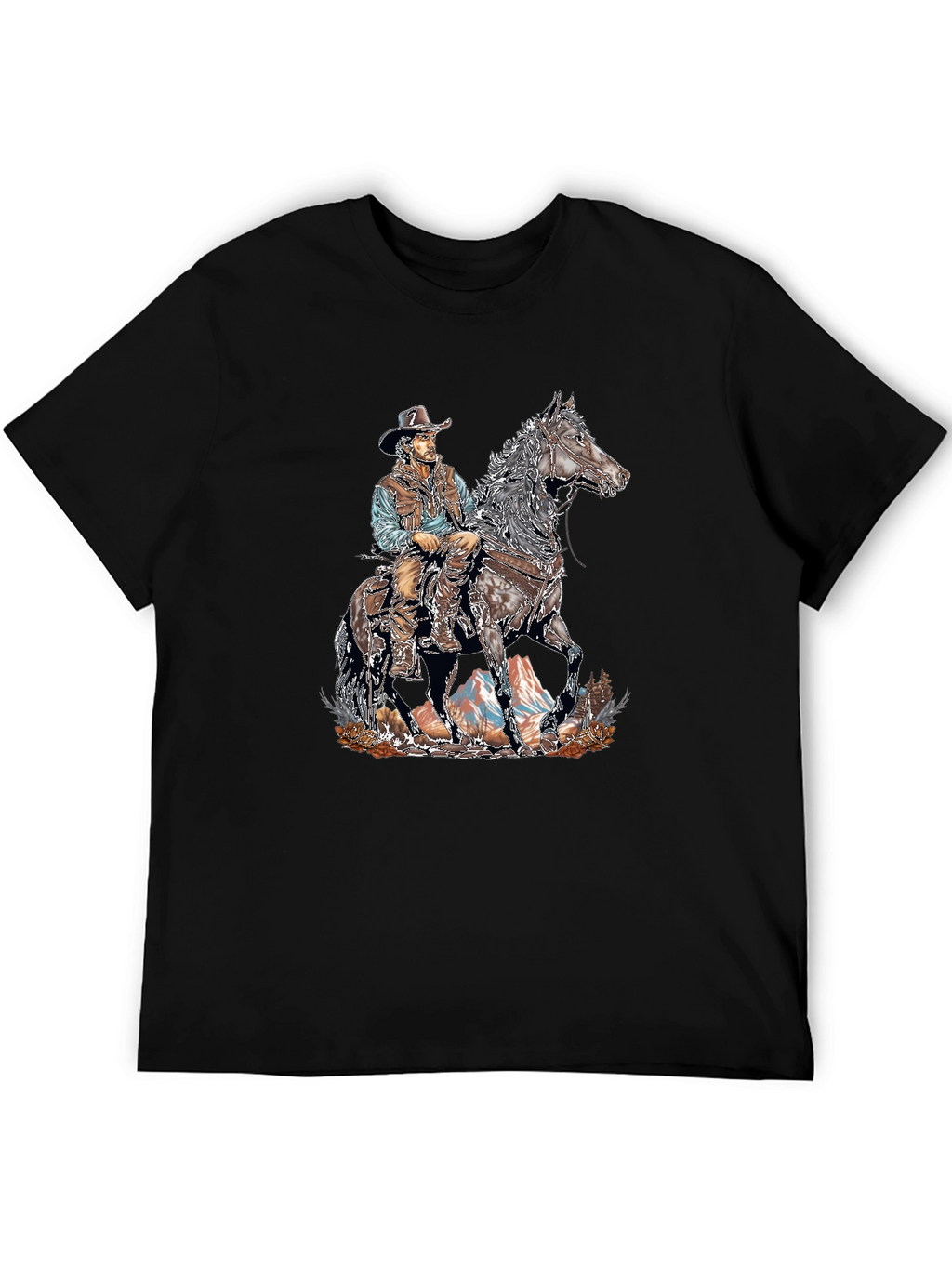Cowboy on Horseback Graphic Tee - Western Style