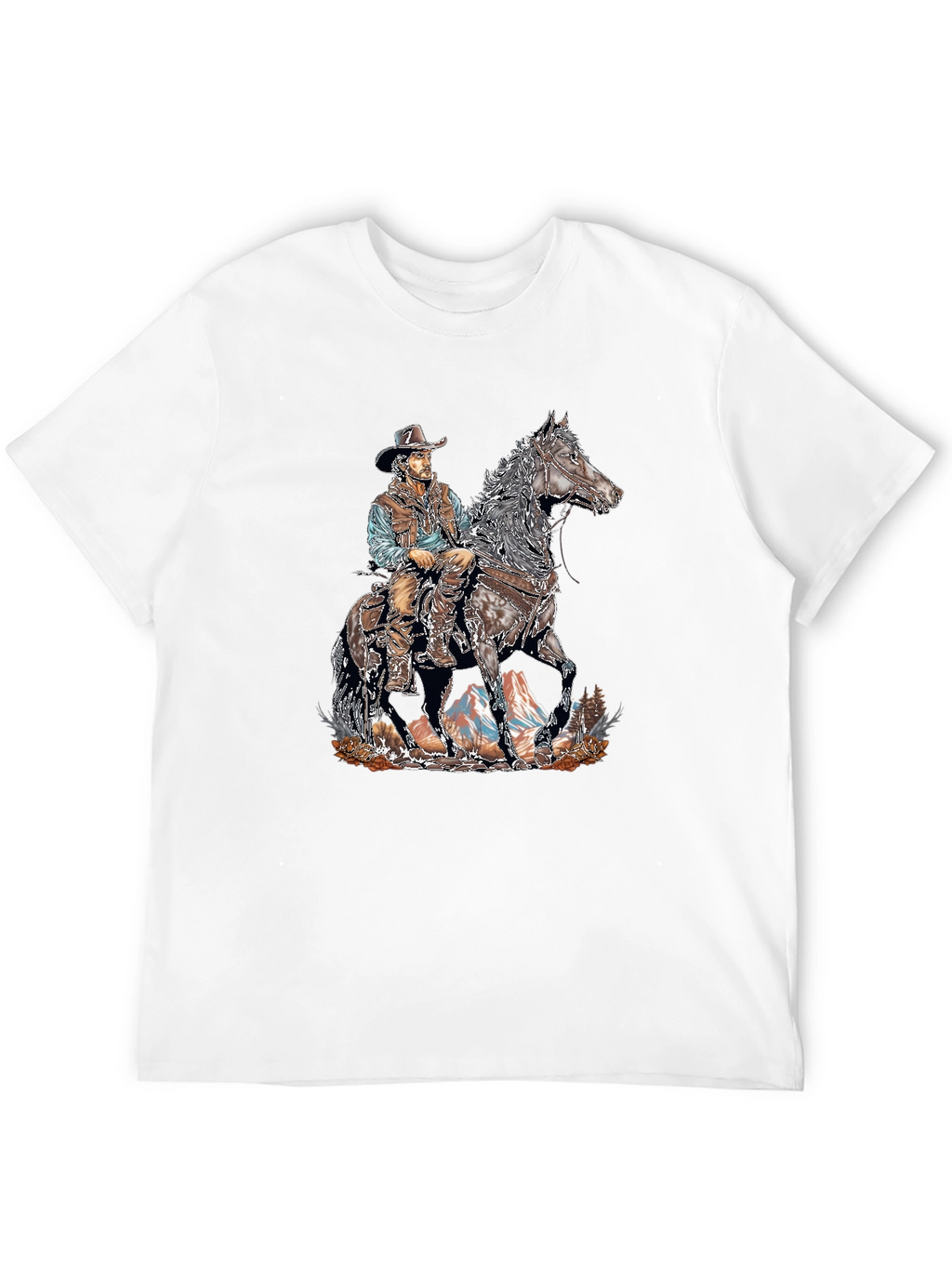 Cowboy on Horseback Graphic Tee - Western Style