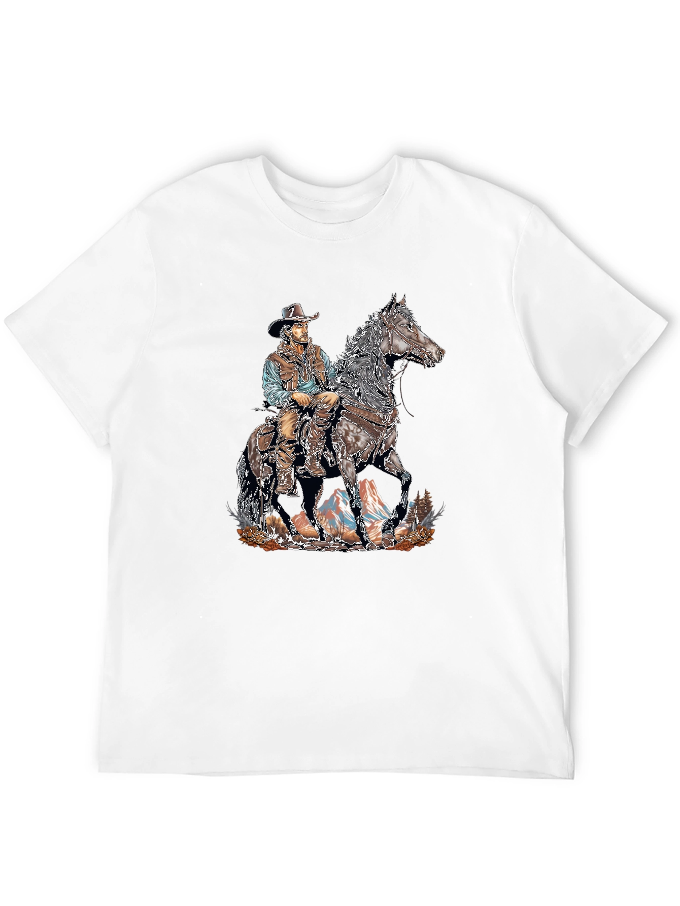 Cowboy on Horseback Graphic Tee - Western Style