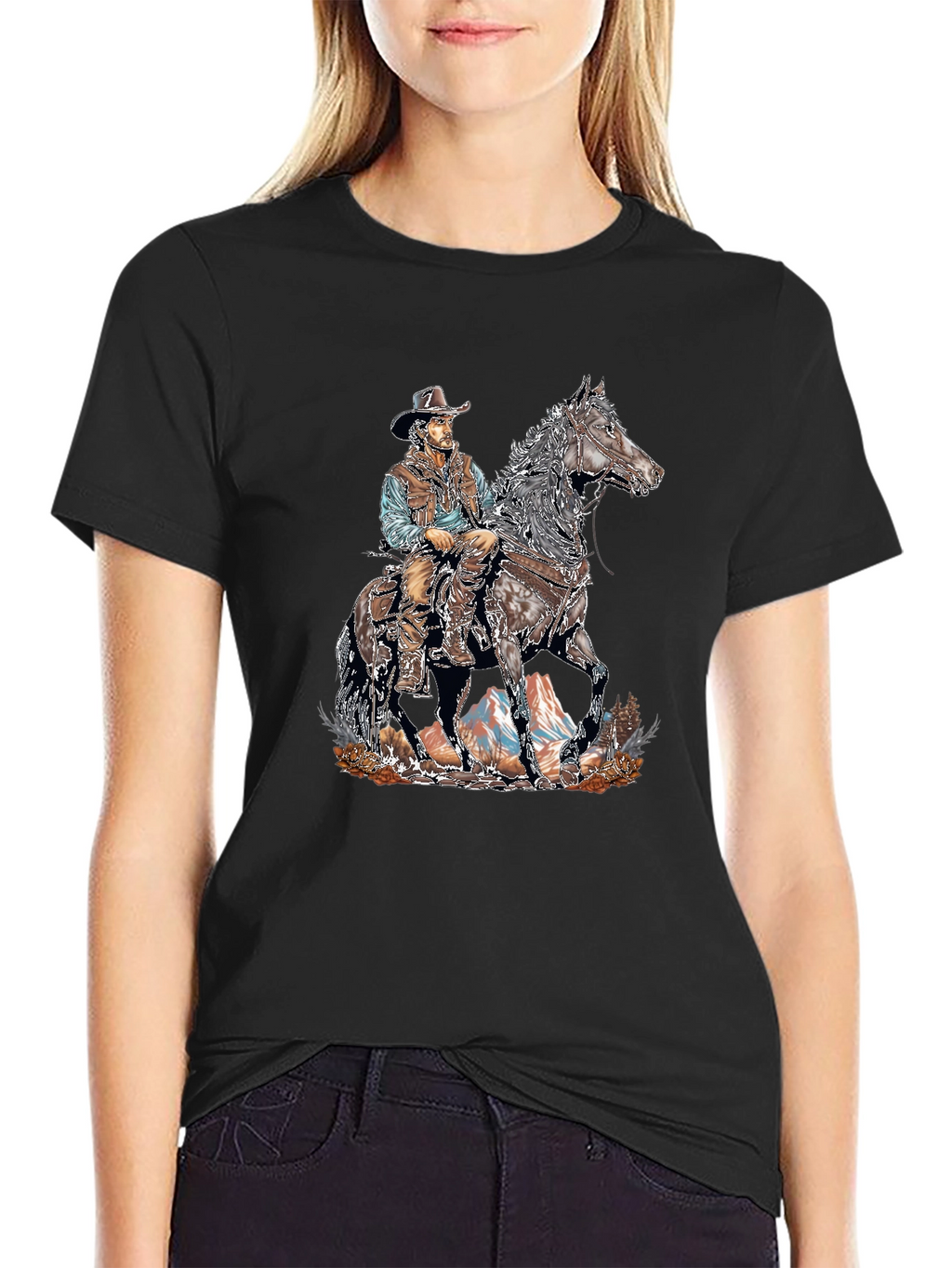 Cowboy on Horseback Graphic Tee - Western Style