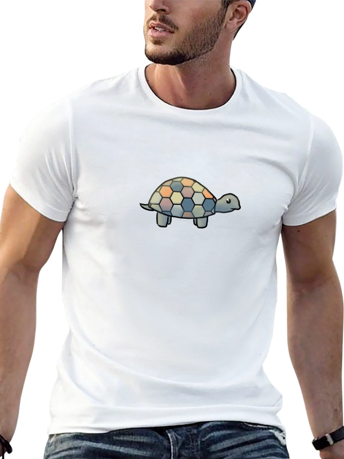Turtle Patterned Mens Black T-Shirt