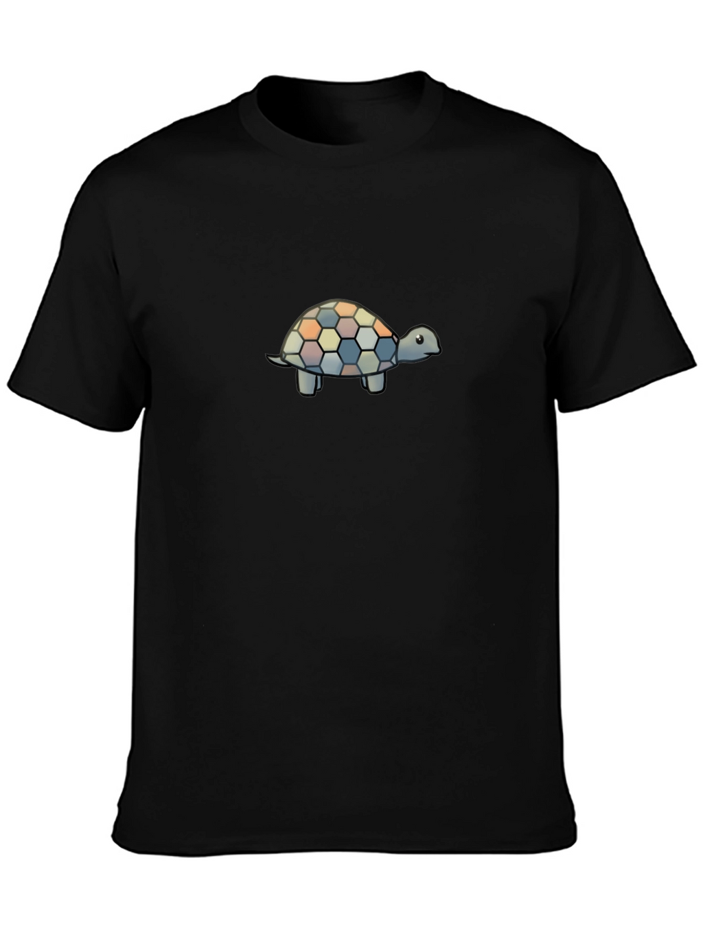 Turtle Patterned Mens Black T-Shirt