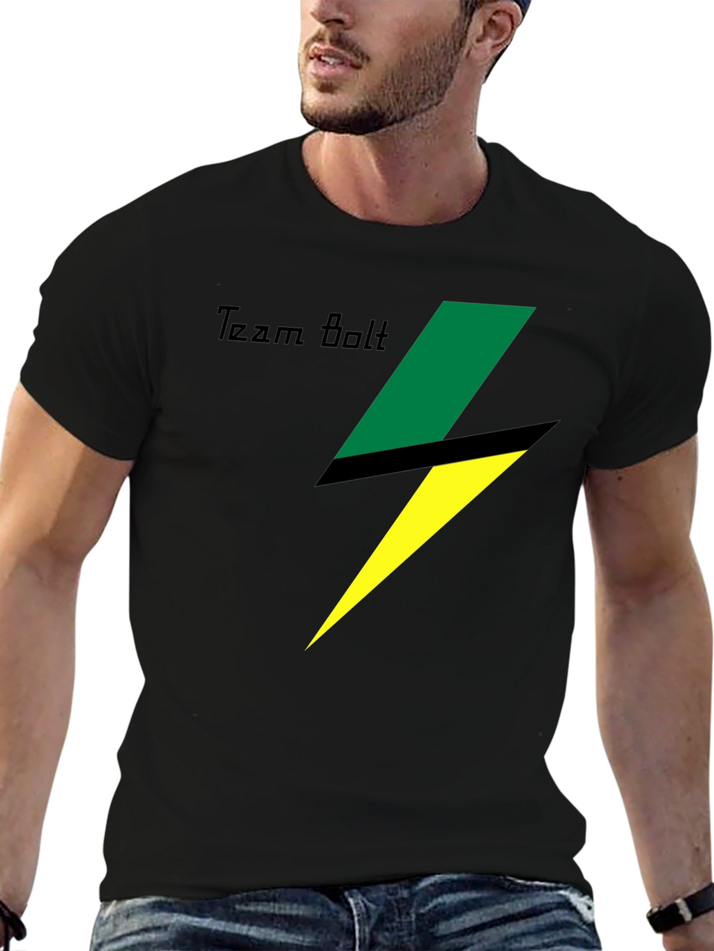 Team Bolt Graphic Tee - Black Cotton T-Shirt