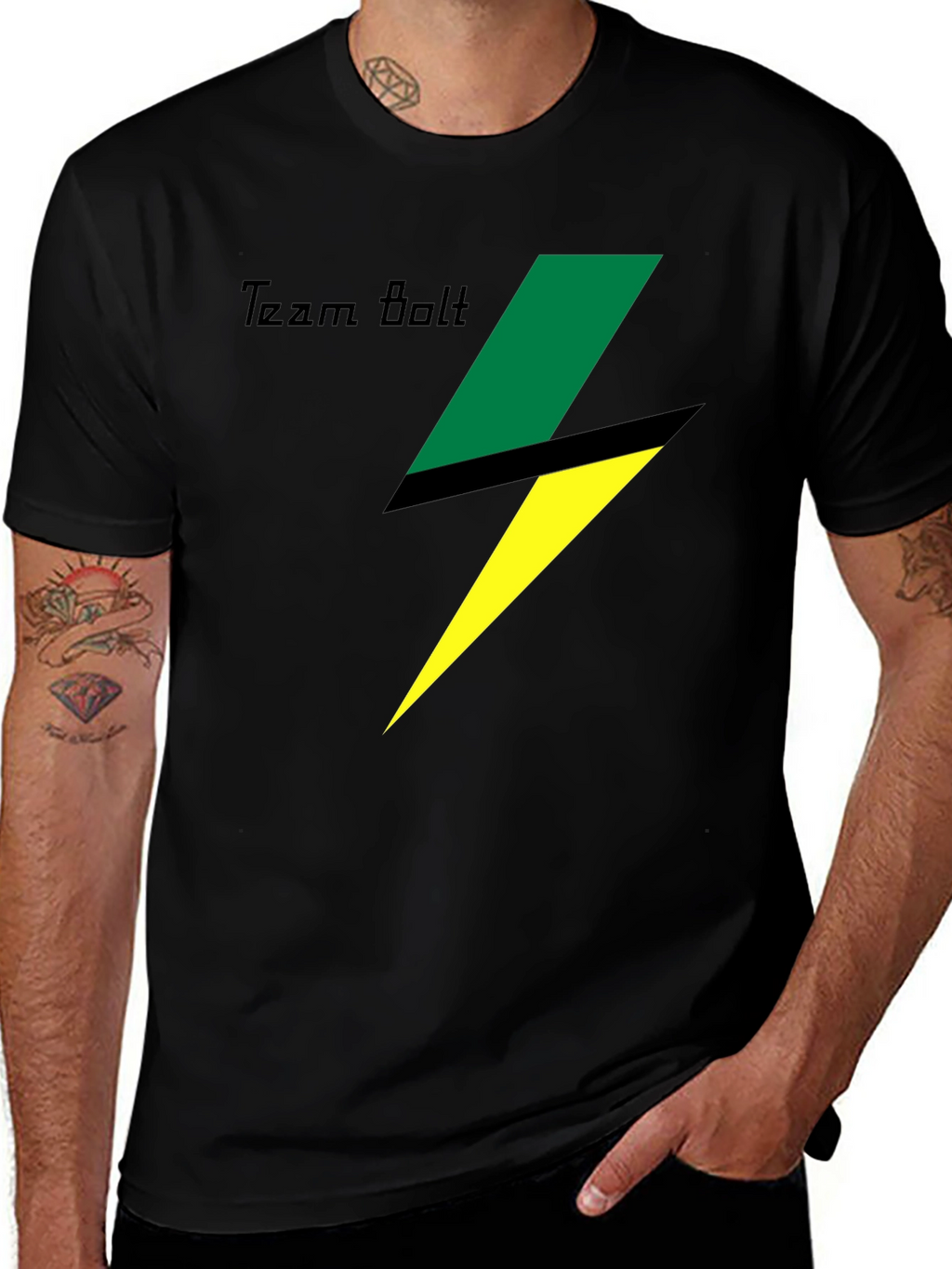 Team Bolt Graphic Tee - Black Cotton T-Shirt