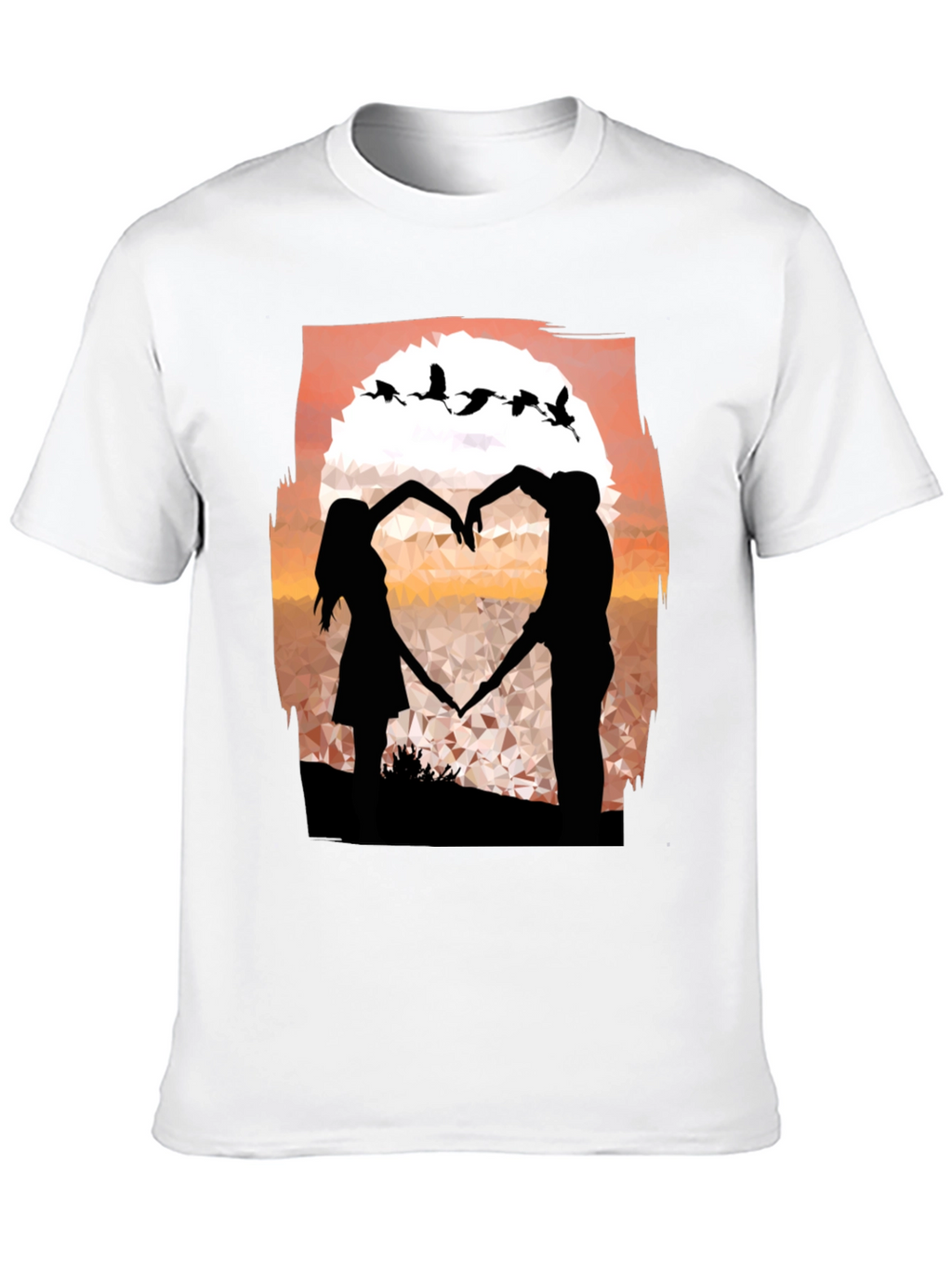 Romantic Sunset Couple Heart T-Shirt