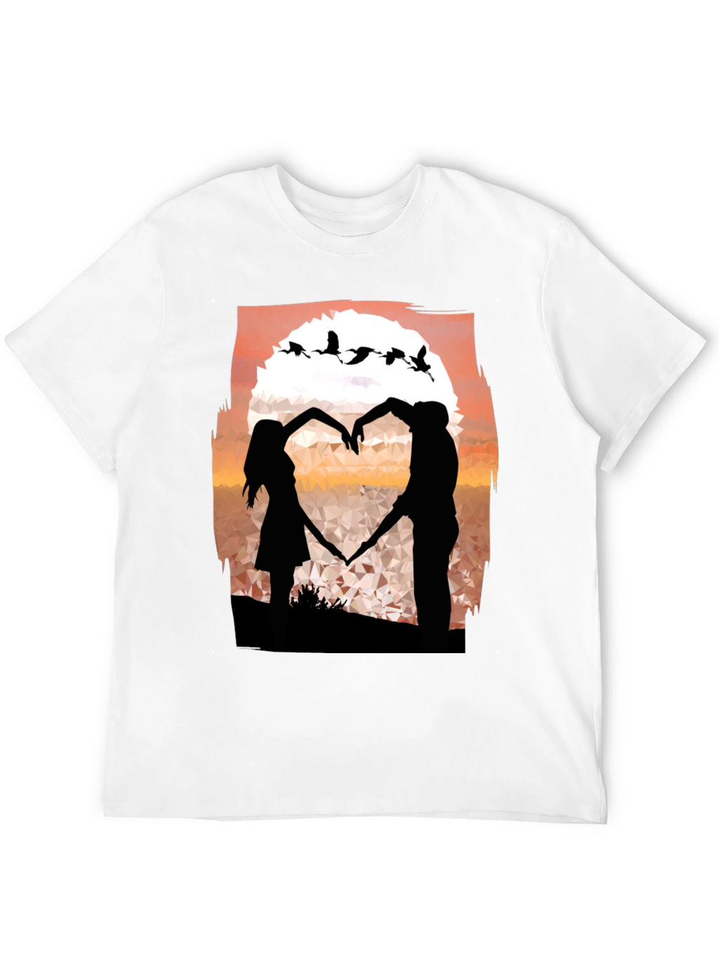 Romantic Sunset Couple Heart T-Shirt