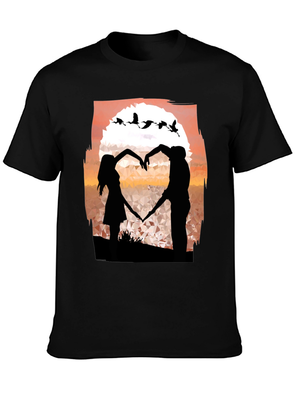 Romantic Sunset Couple Heart T-Shirt