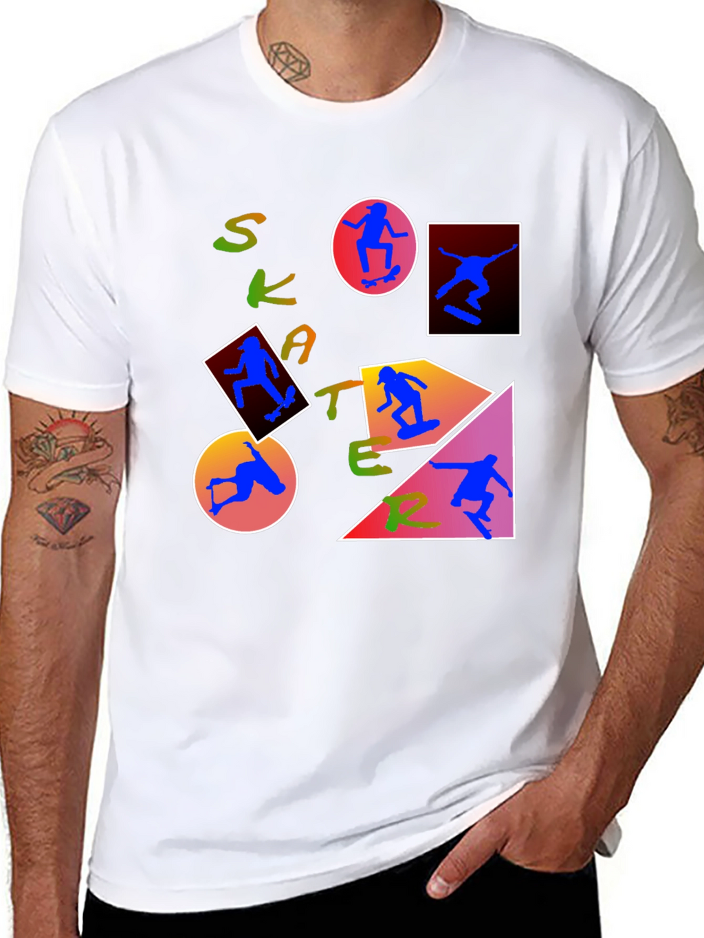 Skater Graphic Print T-Shirt - Trendy Crew Neck Tee