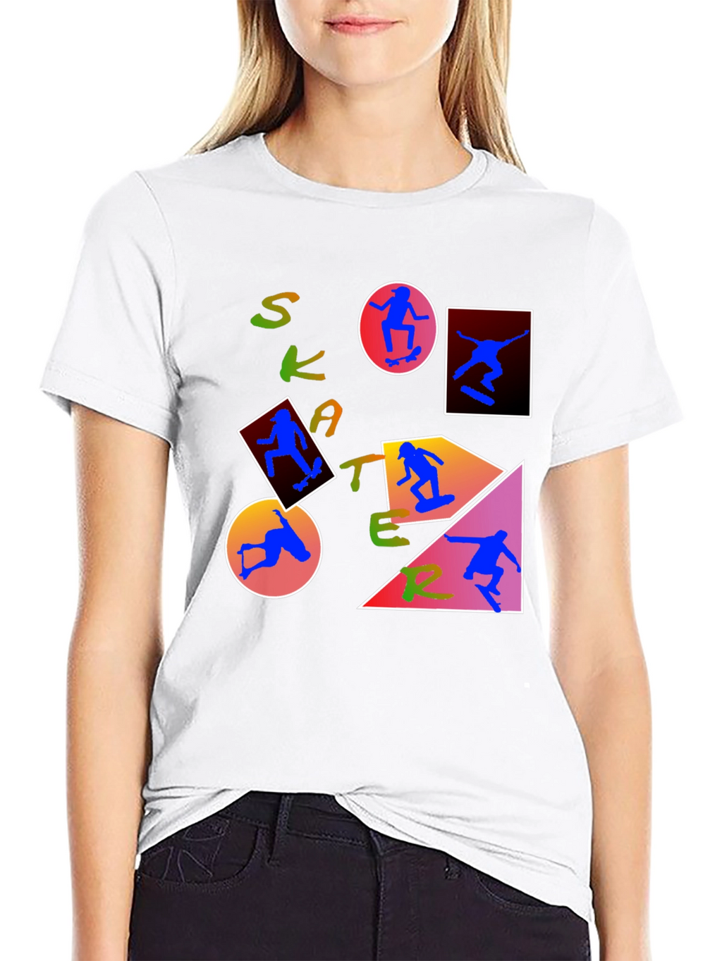 Skater Graphic Print T-Shirt - Trendy Crew Neck Tee
